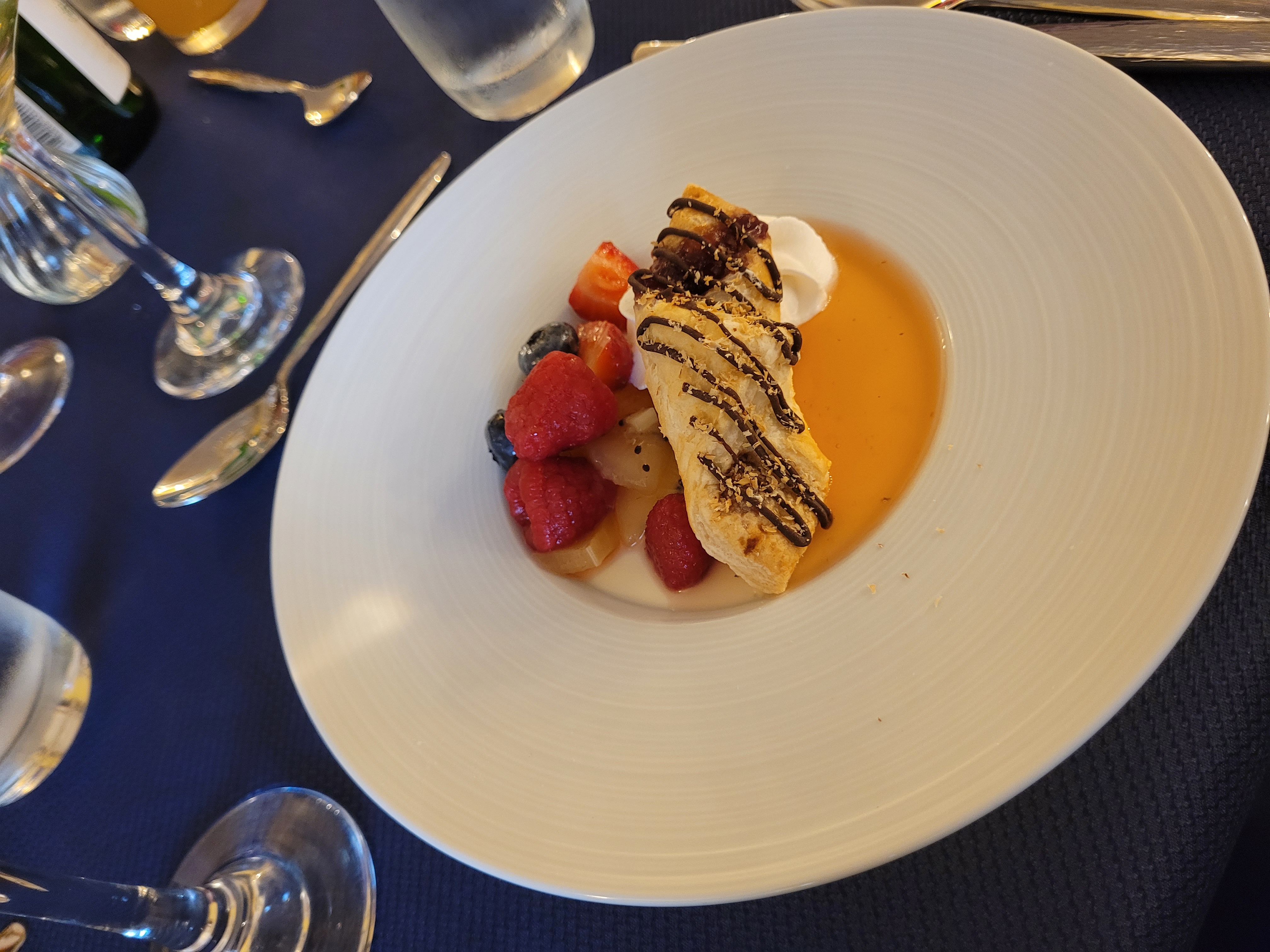 Napoleon with berries and caramel